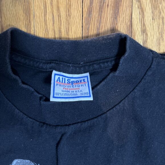 Vintage 90s Black Vavoom QC T-Shirt All Sport XL Single Stitched Made In USA - Picture 7 of 9